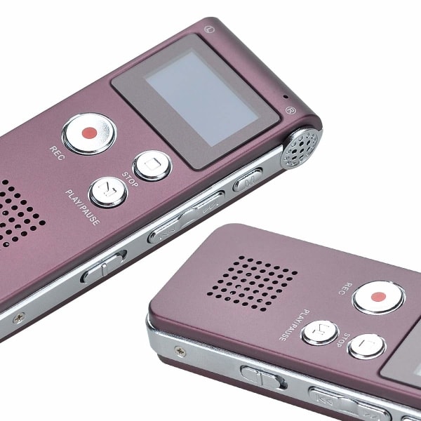 Bärbar digital röstinspelare ljudinspelare diktafon LCD-inspelare MP3-spelare - 8 GB (vinröd)