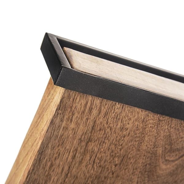 XJ-Rektangulär Mangoträ Serveringsbricka med Metallhandtag