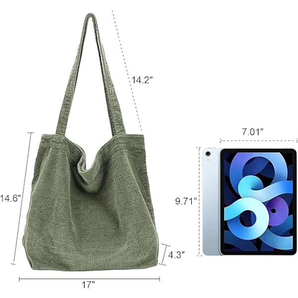 XJ-Cordfløyel Tote Bag for Kvinner Jenter Canvas Skuldervesker Søte Store Håndvesker