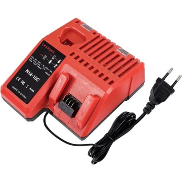 M12-18C Hurtiglader Erstatning for Milwaukee M12 M14 M18 12V-18V Lithium-ION Batteri 48-11-1840 48-11-1850 48-11-2401 48-11-1890 48-59-1812 48-11-