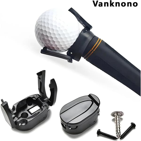 6 stk. golfboldopsamler, foldbar gribeklo til puttergreb, golfspillere, sort
