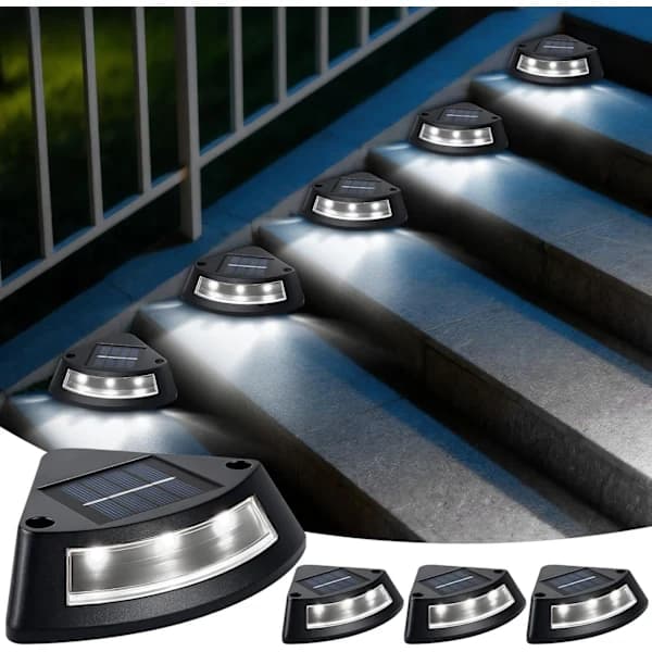 Solcellslampor Utomhus Trappor, 4-pack IP65 Vattentäta Solcellslampor Utomhus Trädgård, Vit LED Trappbelysning