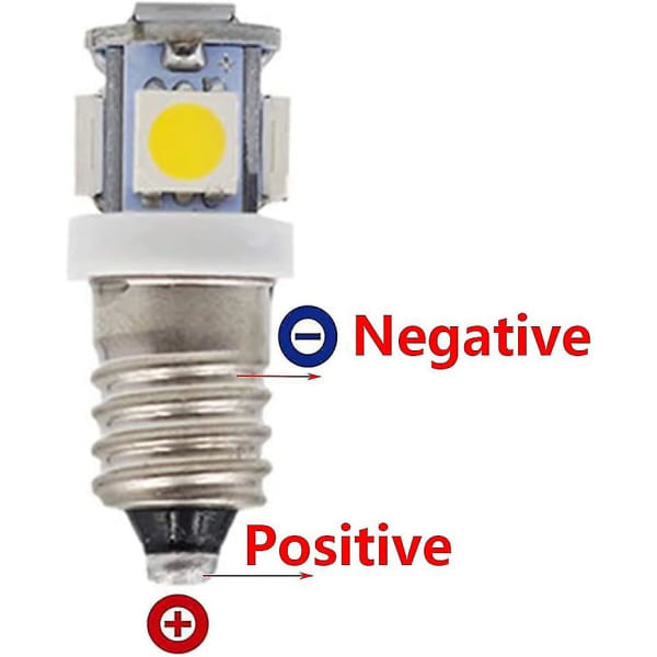10-pack E10 9V Kallvit 5smd 5W LED-lampor (Kallvit, 9V)