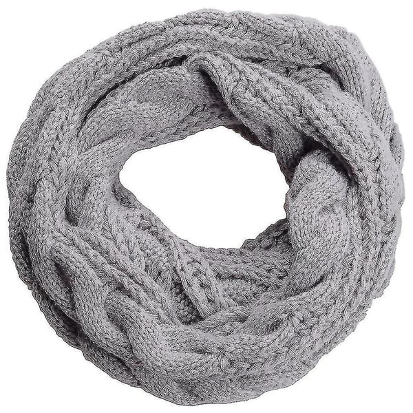 Dam infinity stickad halsduk cirkel loop varm mode tjock ribbad halsduk grå