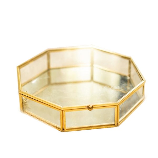 Glass Copper Geometry Oppbevaringskurver Boks Enkelhet Stil Hjem