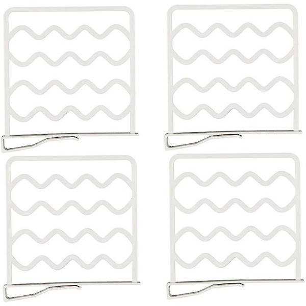 Shelf Divider Cabinet Organization System White 4-Piece Multifunctional