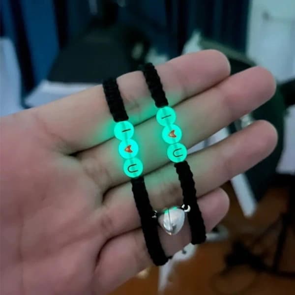 1 par Par Armbånd Glød Bokstav Hånd Rep Magnetisk Spenne[XJ]