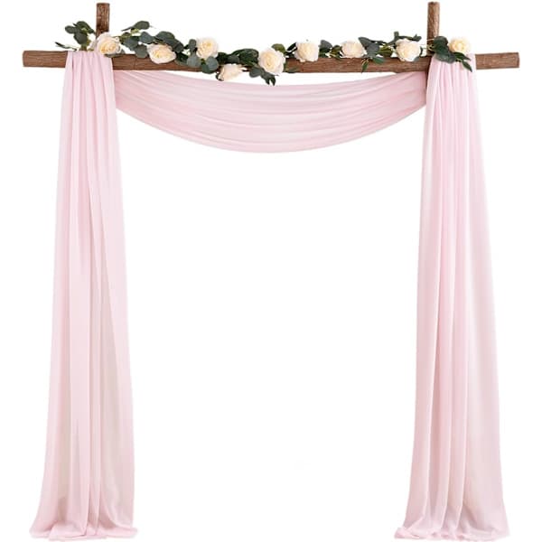 Bröllopsbåge Draperingstyg 1 Panel 74 cm x 5,8 m Ljusrosa Skir Chiffong Gardin Draperingar 5,5 meter för Bröllopsceremoni