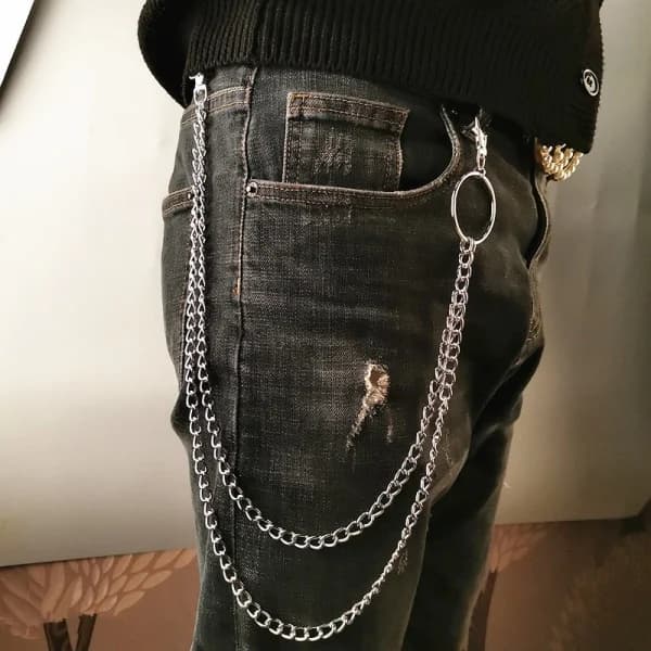 1/2/3 Lager Lang Metal Bæltekæde Rock Punk Krog Bukser A3