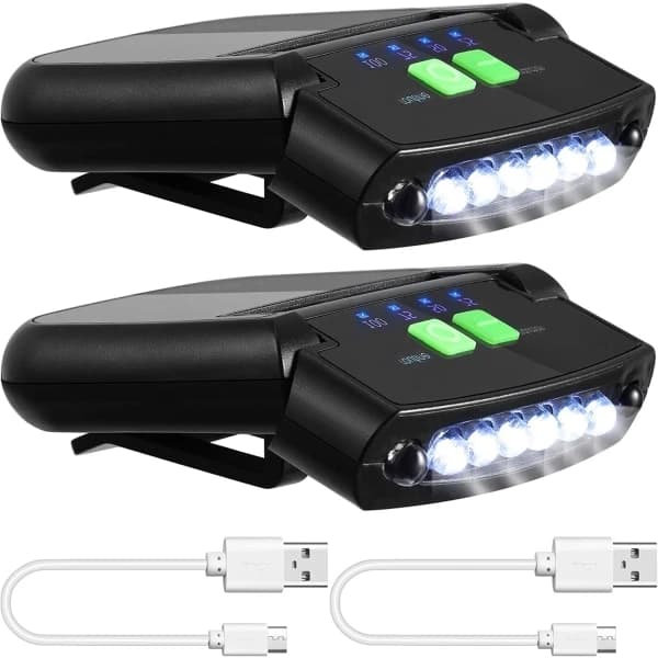 2 kpl LED-lippalakit, USB-ladattavat, lippalakin taskulamppu