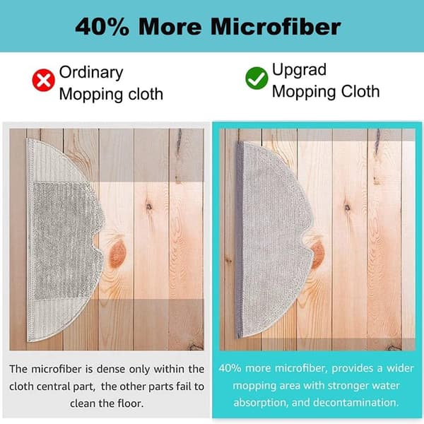 8-pak moppepuder kompatible med Roborock S5 S50 S51 S55 S5 Max S6 S6 MaxV Q7 Max, vaskbare genanvendelige mikrofiber moppeklude