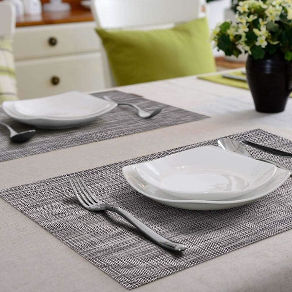 XJ-Pöytätabletit (8 kpl:n setti), Kudotut vinyyli Twill -pöytätabletit, Pestävät liukumattomat eristävät pöytätabletit