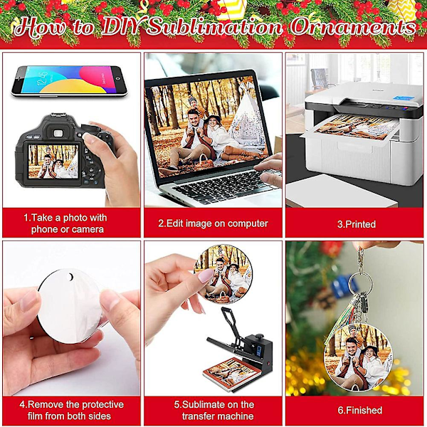 35 st Sublimeringsprydnader, Runda Sublimeringsprydnader för DIY Handgjorda Som Visas