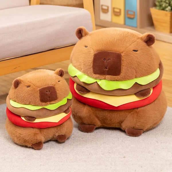 Kawaii Hamburger Capybara Plyschdjur Söt Plyschväska Gosedjur Capybara Med Hamburger Väska Dekor Docka Födelsedagspresent Flicka