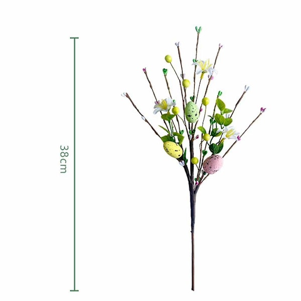 Kunstig Påskesprayranke med pastel påskeæg og bær - Dekorative forårsblomsterstængler - stk.