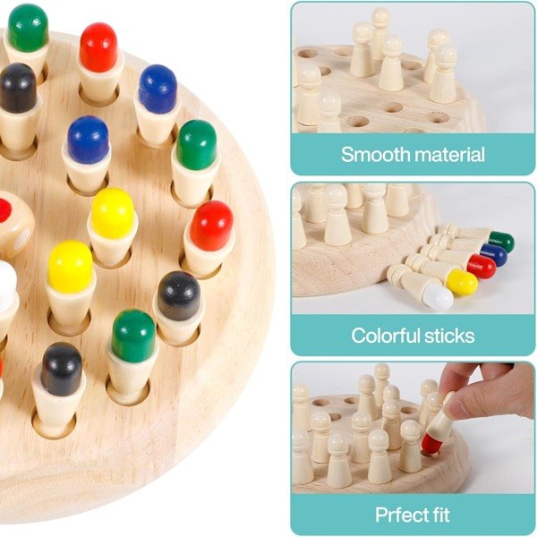 XJ-Montessori Puinen Muistishakkilauta Peli 4-vuotiaille Lapsille Vanhempi-Lapsi Interaktiivinen Lelu