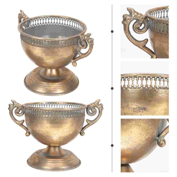 Guld Urna Planter Shabby Chic Metallvaser Trumpetvas Blombukett Krukor Piedestal Blomsterbehållare Växtkruka Hem Bröllop