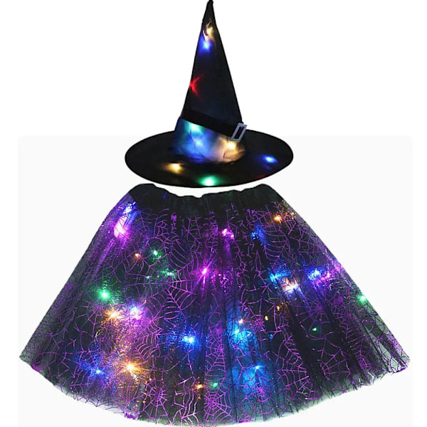 Kvinnor Barn Flickor Lysande LED-Glödlampor Elf Häxa Hatt Stjärna Sköld Spindelnät Trollkarl Kostym Fest Gåva Halloween Festivaler 8 för tonåringar eller kvinnor