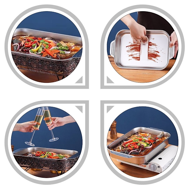 XJ-Rektangulær grillbrett Hjemmelaget matlagingsplate Doble ører Design Bakeplate