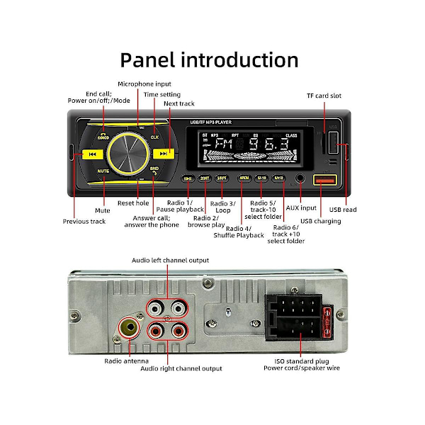 XJ-Yksittäinen Din Autoradio Bluetooth Autostereovastaanotin LCD-näytöllä Am/fm Radio Mp3-soitin Usb Sd A