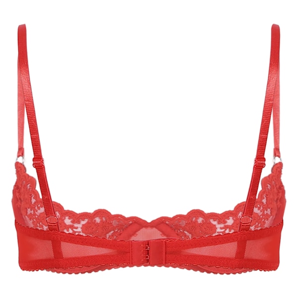 Kvinnor Transparent Blommig Spets Bygel Push Up 1/4 Cup BH Underkläder Justerbara Axelband Ofodrad Öppen Byst Exponerad BH Lingerie