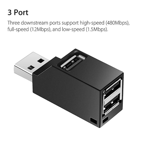 XJ-2 st 3-portars USB-hubb Mini USB3.0 Höghastighets Hubb Distributörbox För PC Bärbar Dator U Disk Mob