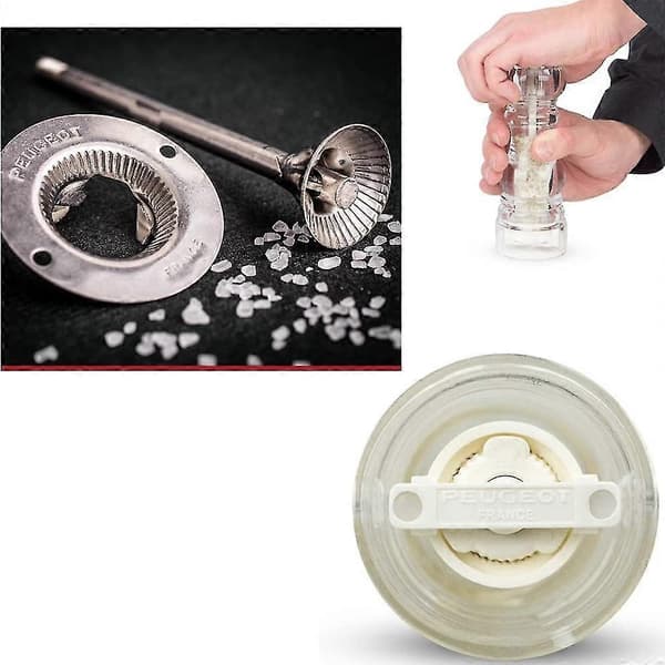 Manual Pepper Mill and Salt Shaker Set - Transparent Adjustable Grinder and Container - Acrylic, Clear Small * Medium