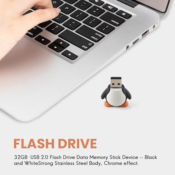 XJ-32gb Nyhet Söt Baby Pingvin Usb 2.0 Flash Drive Data Minne Sticka Enhet - Svart Och Vit