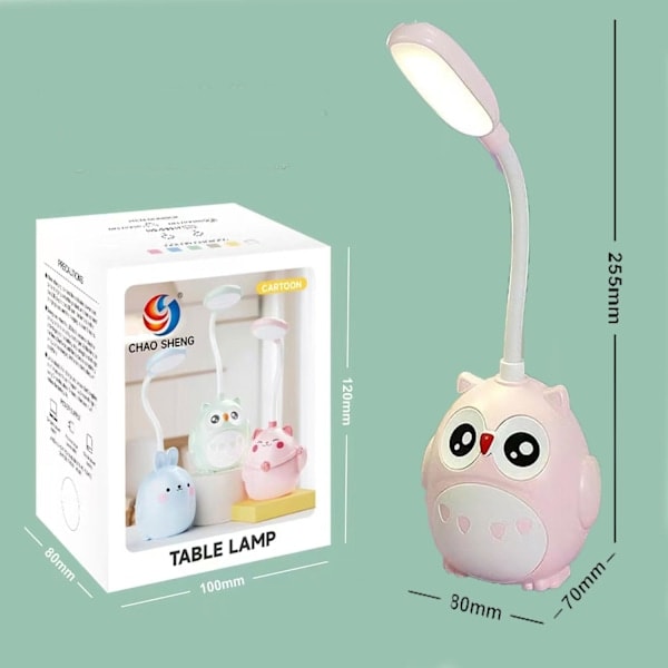 Ljusrosa Mini Uggla Nattlampa, USB-laddningsbar, Vikbar för Barnrum Rosa Rosa Rosa