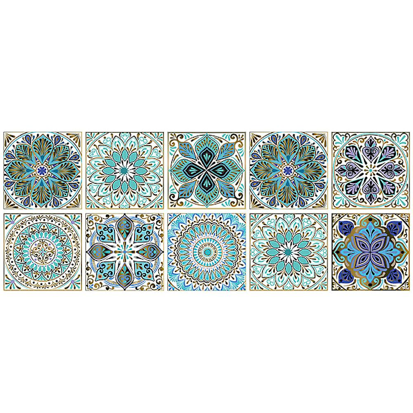 10 kpl Vintage Laattatarrat Kylpyhuoneen Seinätarrat Kodin Seinäkoriste (15X15CM)