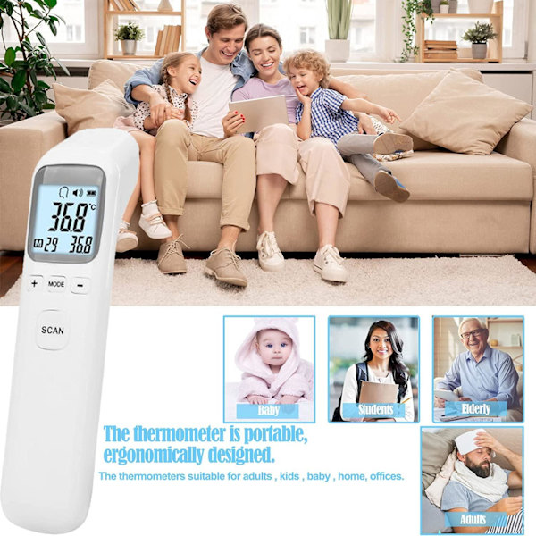 XJ-Febertermometer, kontaktfri med IR-teknik Vit CE
