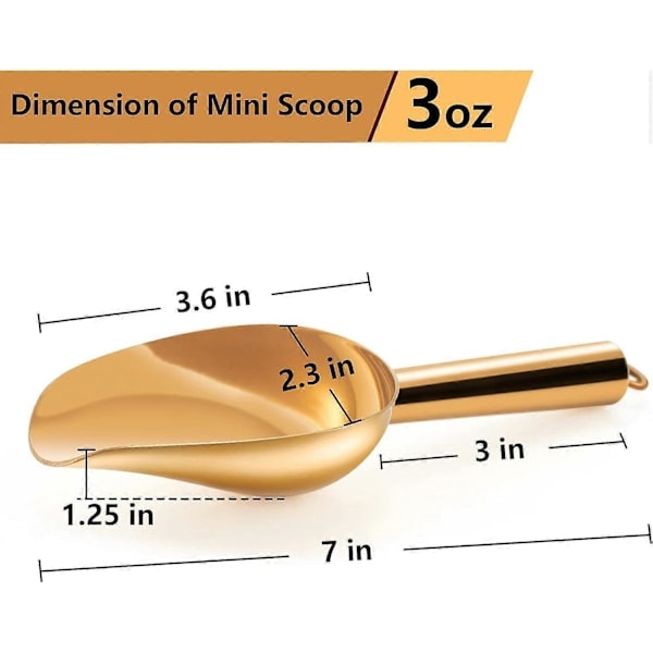 Mini Skovl Sæt med 4, 3 Oz Små Krukke Skovle, Guld Slik Universal Skovle