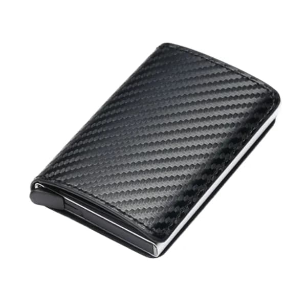 Kulfiber Pop-up Kortholder med RFID Beskyttelse PU sort black[pl]