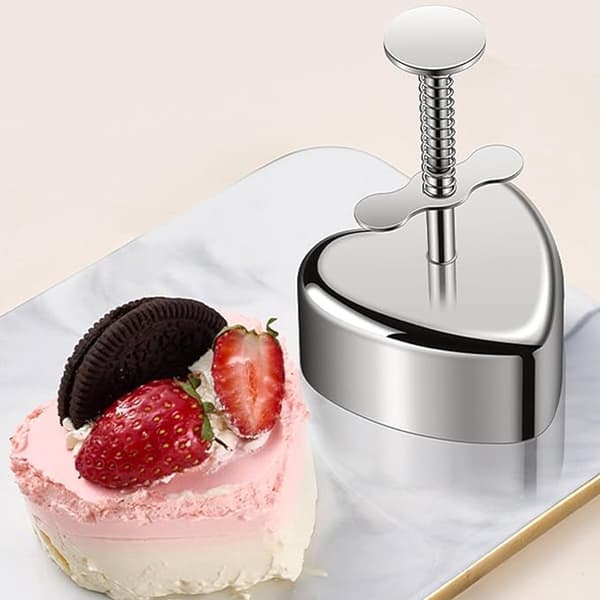 Onigiri Maker Hjerteformet Risballform i Rustfritt Stål Non-stick Gjenbrukbar for Barn Bento Sushi Laging Sølv 10,5 cm