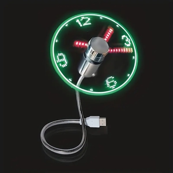 USB-drevet bordblæser med LED-tidsvisning - Mini fleksibel køleblæser til stationær computer, bærbar computer og tablet - Bekvem og energieffektiv