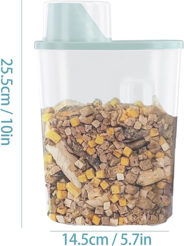 Lufttæt opbevaringsbeholdersæt til kæledyrsfoder med målebægerlåg, ABS tørfoderbeholder til hunde og katte, blå 2-pak 2,5L 25x15x8cm