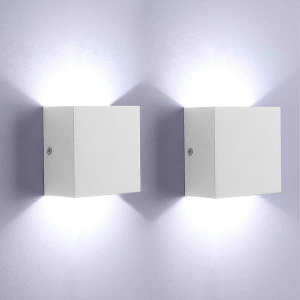 2-pack LED Wall Lamp Indoor Up and Down Wall Light Modern Wall Sconce Lighting Black 7W Aluminum White white light