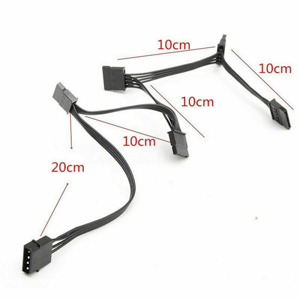 XJ-6x 4-pin Ide Til 5-port Strømforsyningskabel 4-pin Molex Til Multi Sata Port 18awg Ledning Strømkabel Til Ha