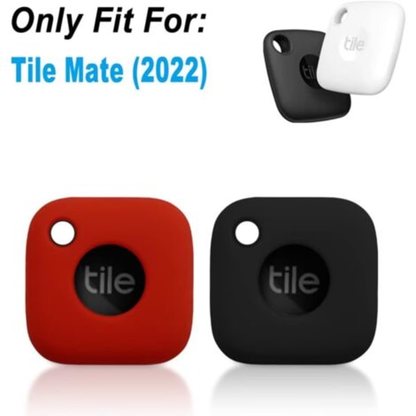 Silikonebeskyttelsesetui til Tile Mate 2022, blødt, fleksibelt og ridsefast, med karabinhage, sort