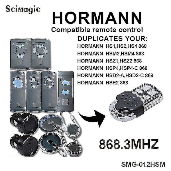 Klon Hormann 868 Hsm2 Hsm4 Hs1 Hs2 Hs4 Hse2 Hse4 Autotallin oven kaukosäädin Hormann 868 Mhz Avaimenperä autotalliin (tyyli 1) [DB]