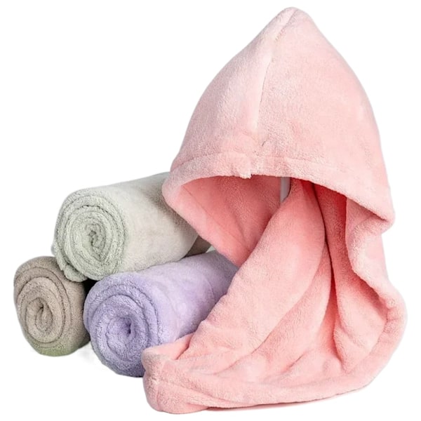 XJ Hårhandduk i korallfleece, mikrofiber snabbtorkande handduk, tjock, anti-frizz, för hemmet