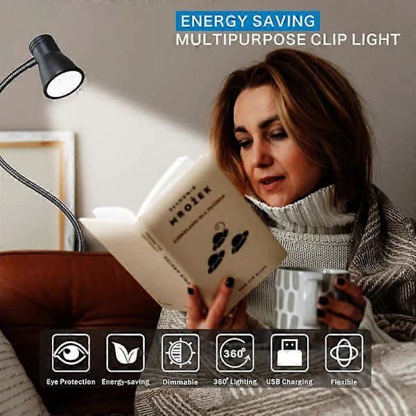USB LED Skrivebordslampe Klemmelampe Leselampe