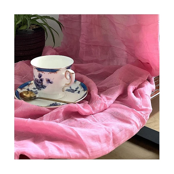 6-pack Rosa Ostduk Bordslöpare 90x300cm Boho Gaze Bordslöpare För Bröllop Bridal Baby Shower