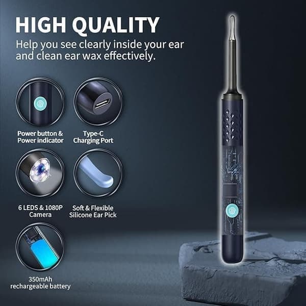 Earwax Removal Endoscope | Earwax Removal Tool, Ear Camera WiFi | Intelligent Temperature Control