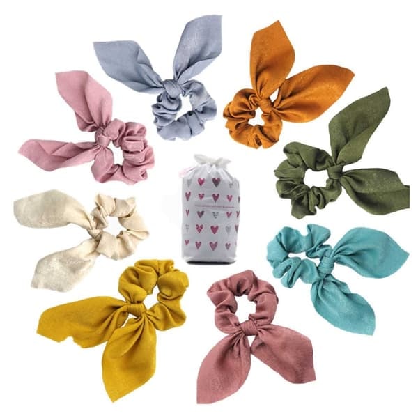 XJ-8-pack Scrunchies Hiuslenkit Satiini Eri Värejä