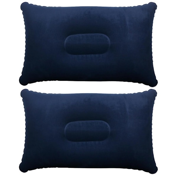 2 x Blue Inflatable Pillows Camping Travel Soft Inflation