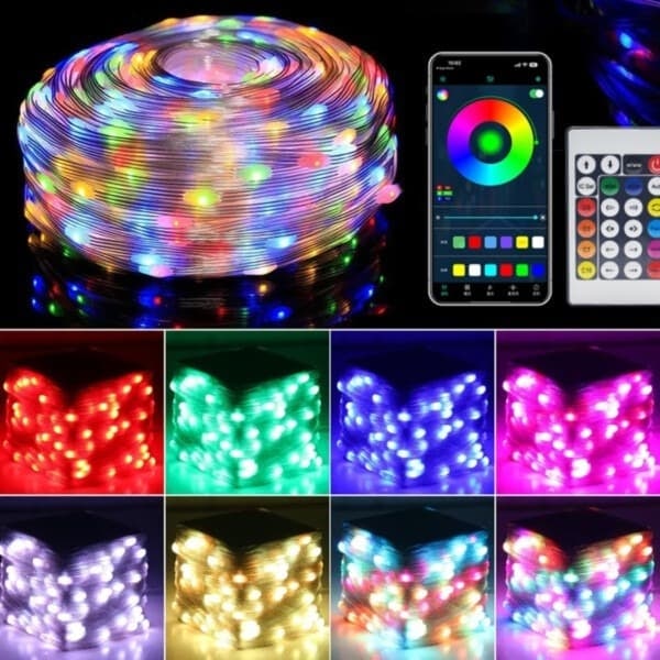 XJ-Smart Julebelysning RGB LED Lyslenke med APP Fjernkontroll 10m