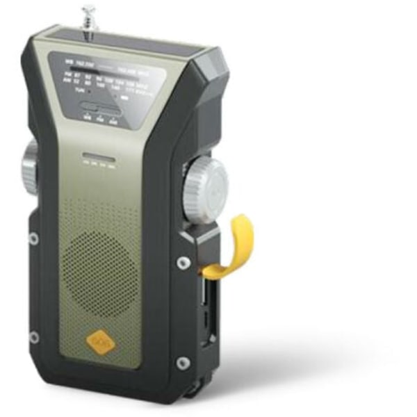 Nødradio, bærbar værrradio AM/FM/WB (NOAA), 4000 mAh, Type-C/solcelle/håndsveiv, 3 lademoduser, SOS-alarm