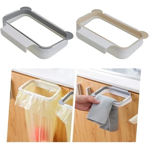 QU-2 pcs Kitchen Trash Bag Holder, Kitchen Waste Bag Holder, Hanging Trash Can,A