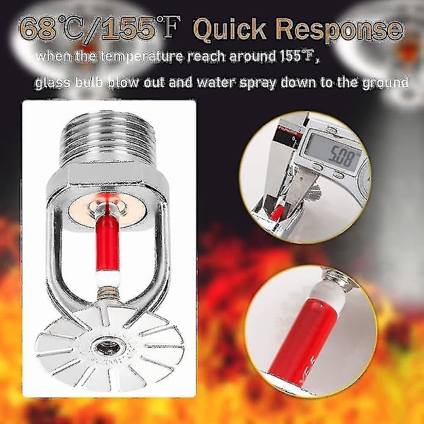 XJ-5-pack Brandsprinklerhuvud 3/4 tum Hängande Typ 155 Vattenspridning Nedåt 68 Mässingsprinklerhuvuden 3/4\" NPT